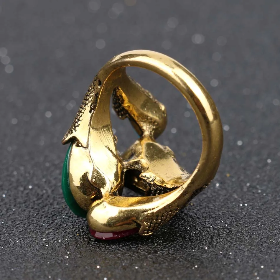Free Shipping Bohemian Flower Bud Wedding Rings For Women Vintage Resin Antique Gold Ring Party Accessories Fashion Jewelry 2018