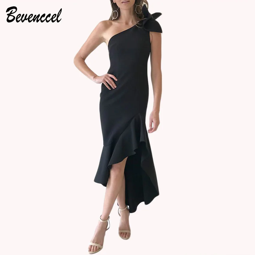 

Hot 2019 New Arrival Women Dress One Shoulder Bow Celebrity Party Dress Sexy Ruffles Bodycon Women Dress Vestidos Club Dress