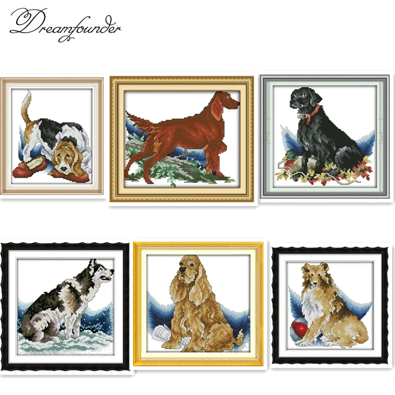 

The hound cross stitch kit aida 14ct 11ct count printed canvas stitches embroidery DIY handmade needlework