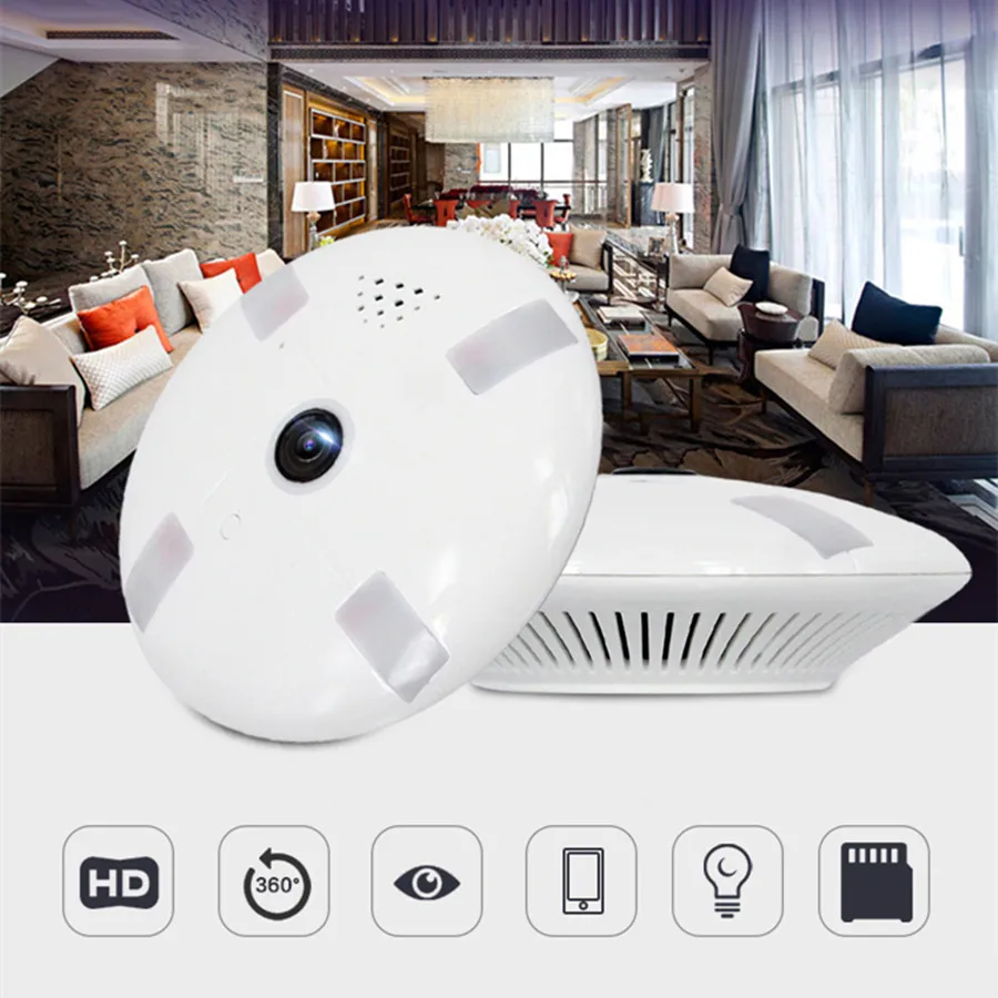 

HD FishEye IP Camera WiFi 960P 360 Degree Mini WiFi Camera 2MP Network Home Security Camera Panoramic IR Surveillance Camera