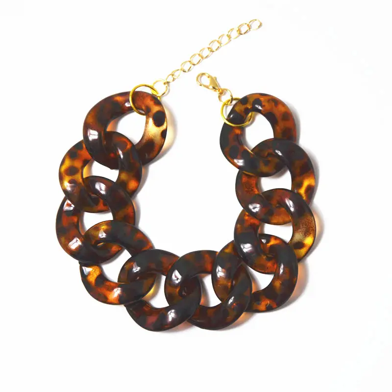 

Ufavoirte Fashion Leopard Bangle Bracelets For Women Boho black Color Button Vintage Acrylic Bracelet Christmas Punk Jewelry