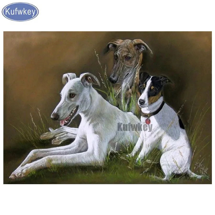 Whippet dog Diamond Painting Full Square Embroidery animal Cross Stitch Needlework Mosaic Rhinestones decoration | Дом и сад