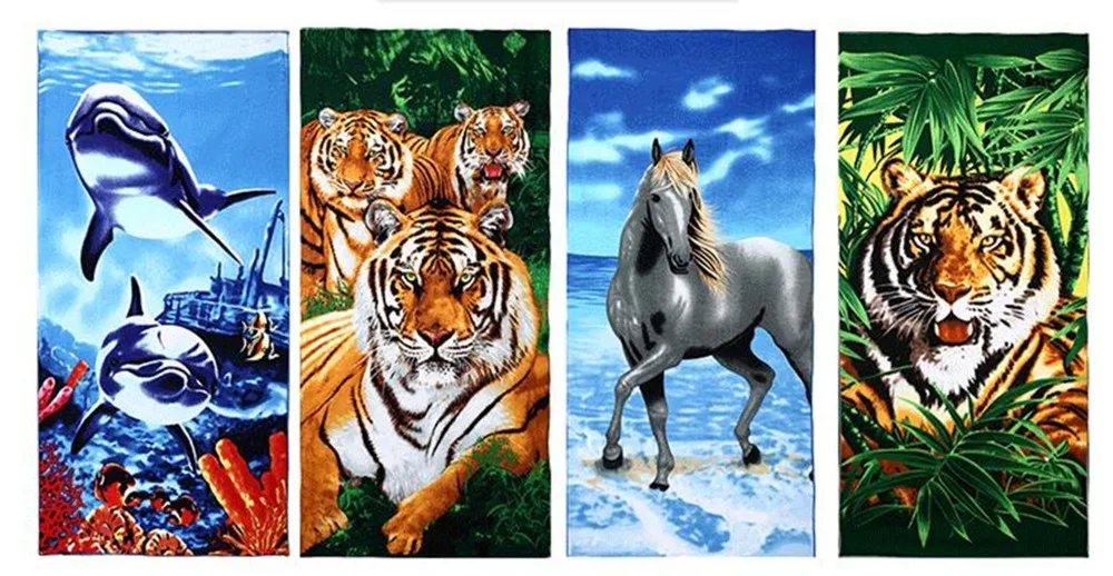 

150*70 Microfiber Fabric Activity Adult Bath Towel Ocean World Washcloth Printed Beach Shower Towel Swimming Absorbent Towel