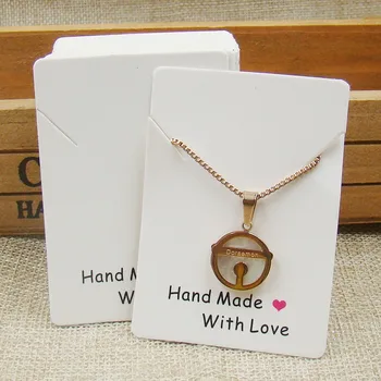 

100pcs per lot 5*7 cm 2018 handmade with love Paper necklace pendant display card jewelry pendant packing card custom cost extra