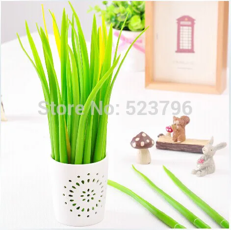 

Wholesale 12pcs/lot Newest Gift idea Grass-blade pen pooleaf ballpoint pen small fresh Grass blade pen