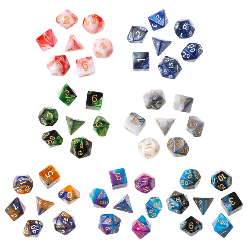 7pcs/set Acrylic Polyhedral Dice For Trpg Board Game And Dragons Dice