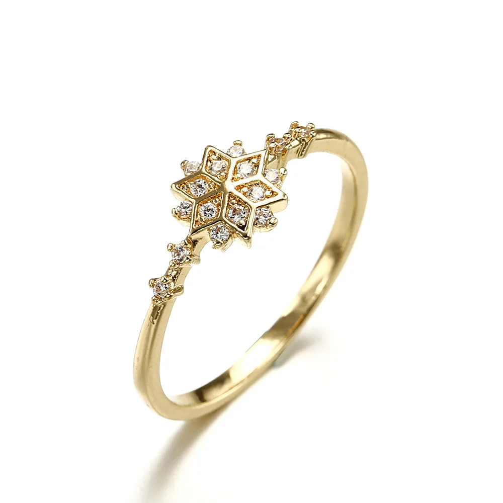 

New Women's Snowflake Rings Female Chic Dainty Rings Party Delicate Rings Wedding Jewelry R2140