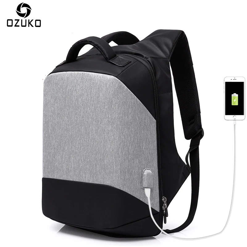 

OZUKO Men's New Business Computer Bag Anti-theft Multifunction 15.6" Laptop Backpack Waterproof USB Charging Travel Backpack