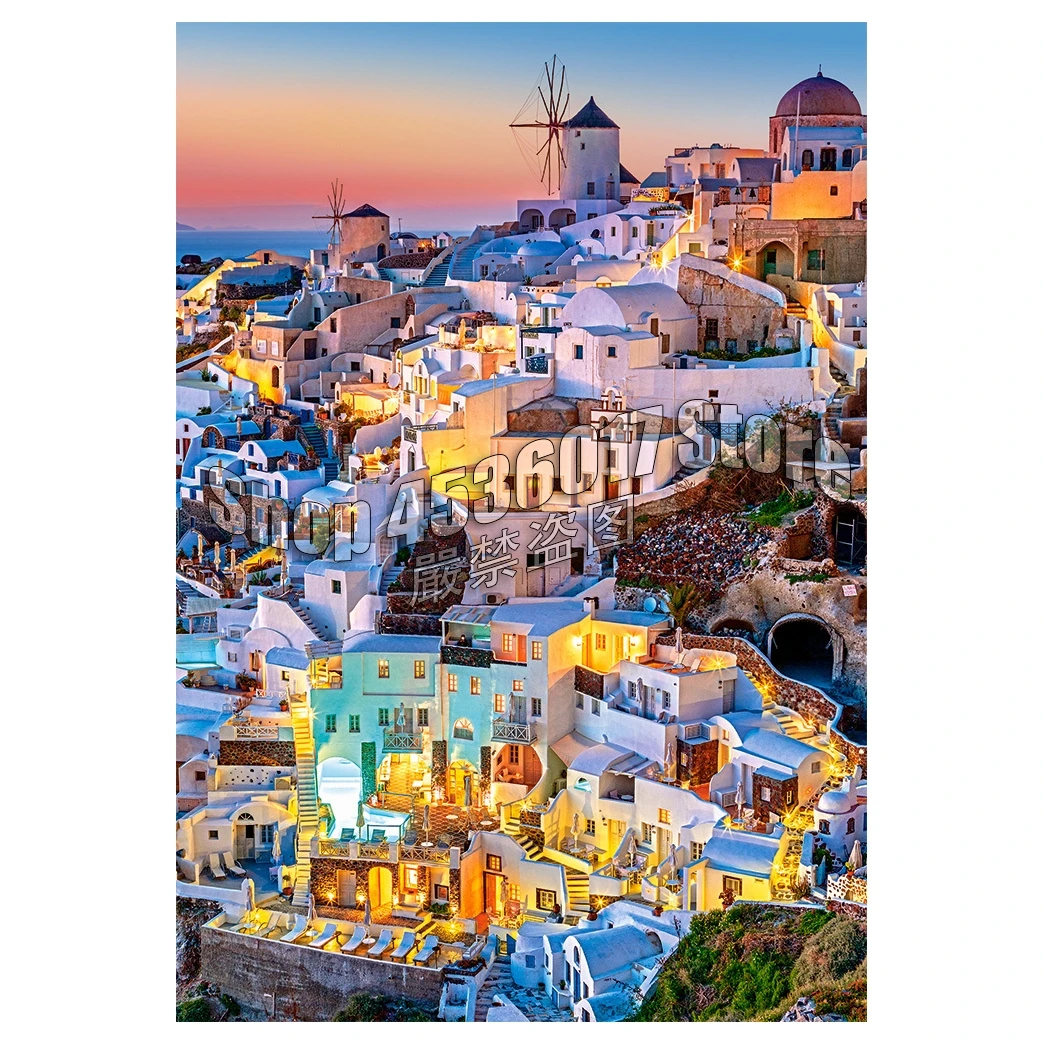 

5D Diy Diamond Painting Santorini Lights Cross Stitch Embroidery Wall Sticker Diamond Mosaic City landscape Crafts Rhinestone