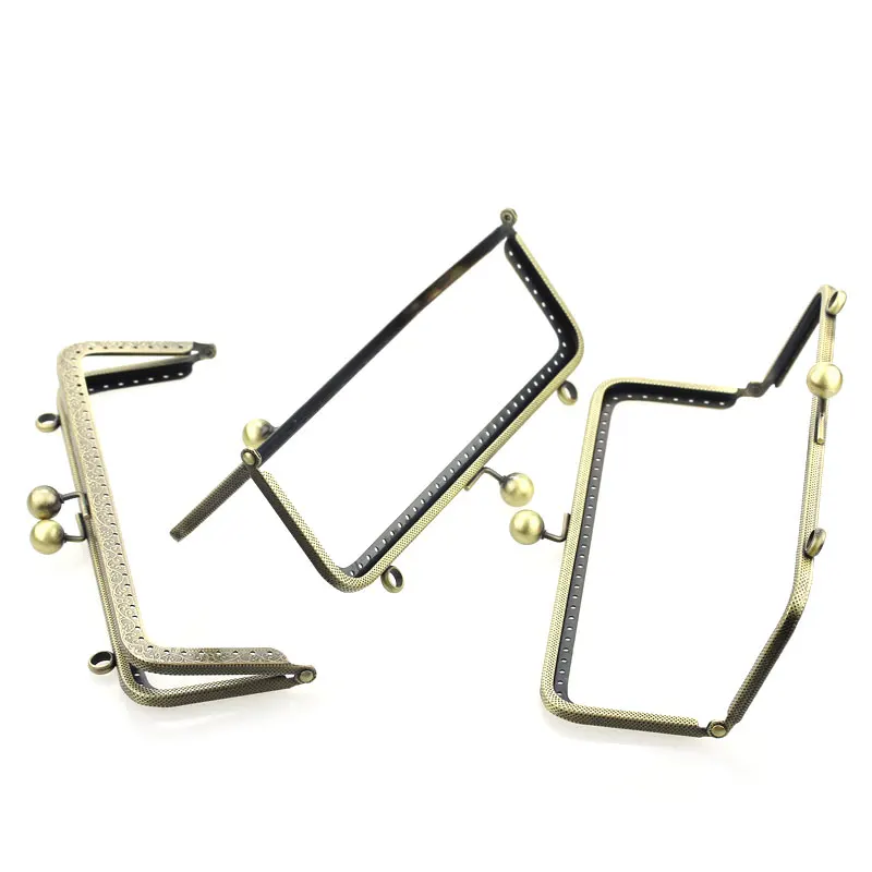 

10Pcs Bronze Tone DIY Purse Bag Handbag Rectangle Frame Kiss Clasps Lock Handle 20x8cm