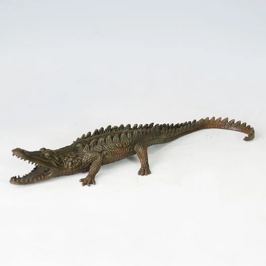 

ATLIE BRONZES Good Design Bronze alligator Sculpture crocodile Statuette Casting animal Figurine Crafts