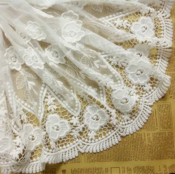 

Soft Natural-white Mesh 3D Flower Embroidred Lace Fabric Clothing Sewing Accessories Handmade DIY 125cm 3yds/1yard