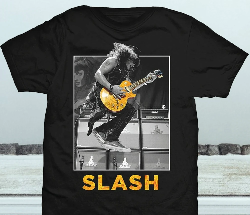 

Men T Shirt Slash Jump Guns N Roses Rock Heavy Metal Hot Sale Summer Short Sleeves Cotton Black Tops S To 4Xl Women