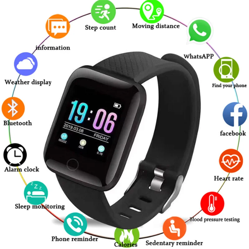 

116 Plus Smart Bracelet Heart Rate Blood Pressure Fitness Sleep Tracker Wristband For Android iOS Smart Band Watch Smartband Men