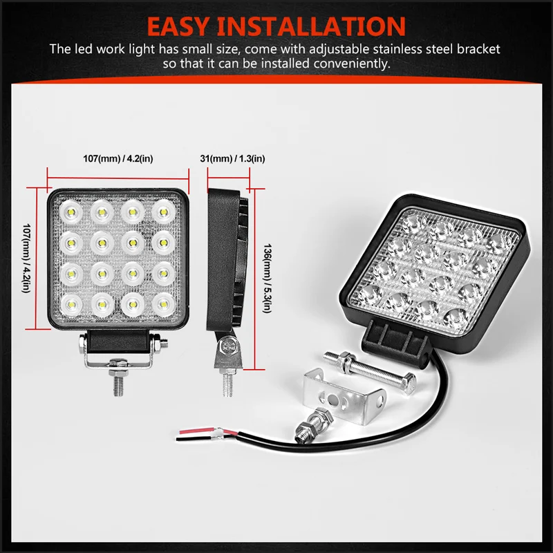 Najtaniej 4 cal 42W 48W LED światło robocze Offroad samochód 4WD ciągnik siodłowy przyczepa do łodzi 4x4 ATV SUV 12 24V Spot powódź 4.2 światło do jazdy LED