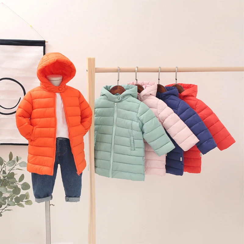 

Kids Cotton Down Coat Baby Solid Jacket for Girls Parka Outerwear Hoodies Boys Coat Newest Light Weight Children Winter Jackets