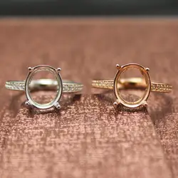 Модный стиль овальной формы кольцо настройки S925 серебряное кольцо база хвостовиком Зубец Параметр камень инкрустированные ювелирных