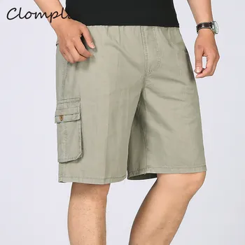 

Clomplu 203 Pants Solid 3/4 Length Casual Cotton Shorts Men Plus Size 5XL 6XL Quality Cargo Shorts Loose Casual Style