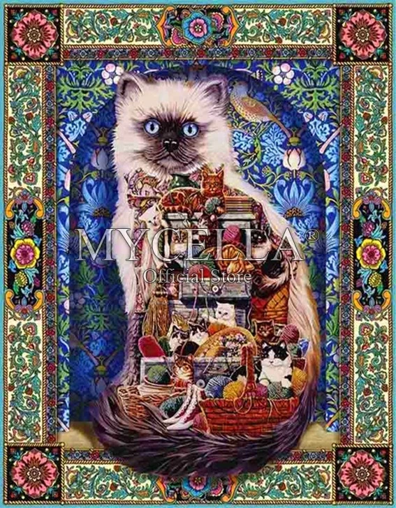 Cat DIY Diamond Painting Cross Stitch 5D Flowers Embroidery Full Mosaic Square Drill Icon Diamond Embroidery Animal Home Decor - Цвет: C