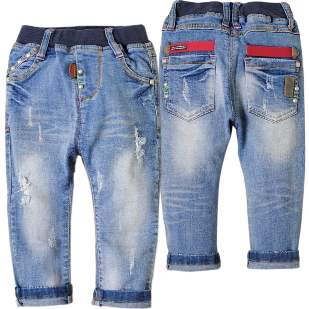 Buy 5886 kids elastic waist navy blue baby boys jeans baby jeans soft denim