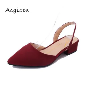 

2020 low-heeled 3cm high heels thick with pointed shallow mouth suede sandals female summer spring shoes Women sandals s014