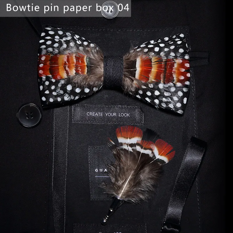 Bowtie pin paperbox4 JEMYGINS, дизайн, галстук-бабочка, перо, бант, изысканная ручная работа, Мужская брошь для галстука-бабочки, деревянная булавка, подарочный набор, Свадебная вечеринка - Цвет: Bowtie pin paperbox4