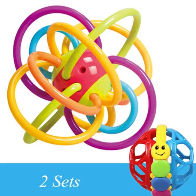 Newborn Silicone Teether Toys Rattle Baby Ball Soft Rattle Teether