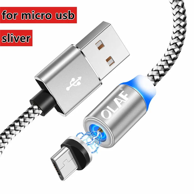 Магнитный кабель Micro USB для быстрой зарядки, кабель usb type C, магнитный кабель для зарядки и передачи данных, шнур для iPhone X 7 8 samsung S9 Xiaomi - Color: For Micro USB-Sliver