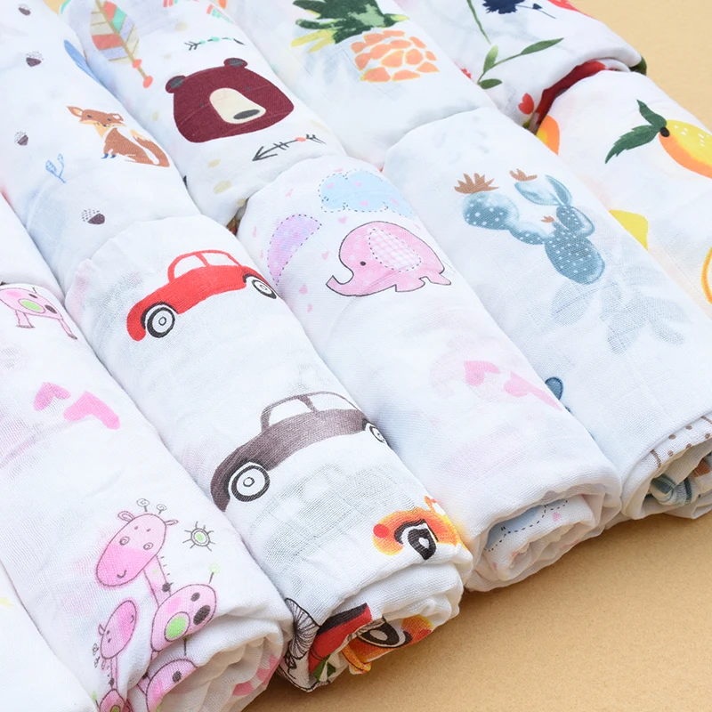Murah Merah Muda Swan 70% Bambu + 30% Katun Bayi Muslin Swaddle Selimut Lembut Bernapas Bayi Warp Bayi Mandi Handuk Wrap Bayi membedung