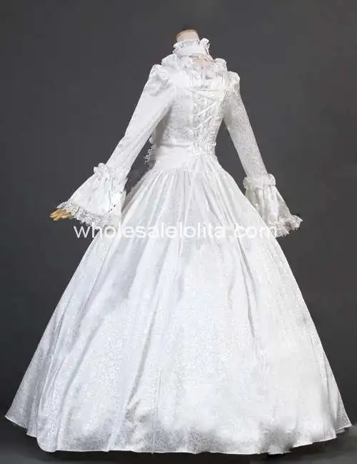 Белое Атласное Платье Marie Antoinette 18 го века свадебное/готическое платье для