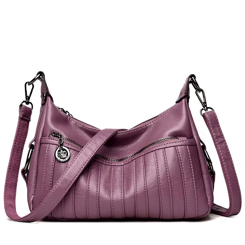 Роскошная дизайнерская сумка высокого качества, сумка на плечо из овечьей кожи, женская сумка на плечо, сумка-мессенджер, одноцветная сумка, прочная - Цвет: Purple