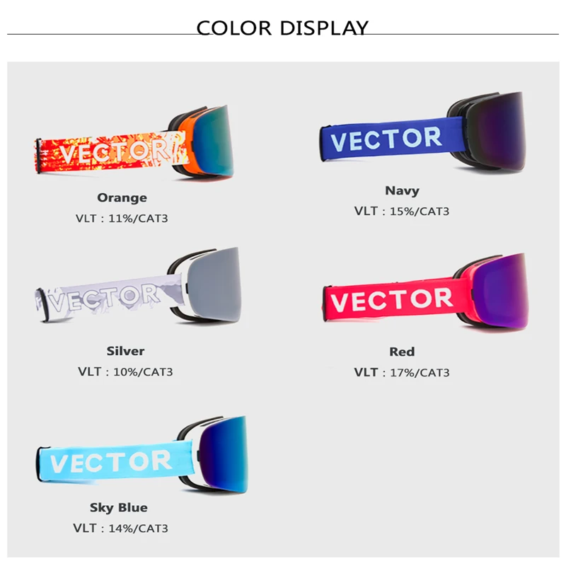 Вектор бренд лыжные очки с случае двойной объектив UV400 Анти-туман лыжный снег очки Лыжный Спорт Для мужчин Для женщин зимний сноуборд очки HB108
