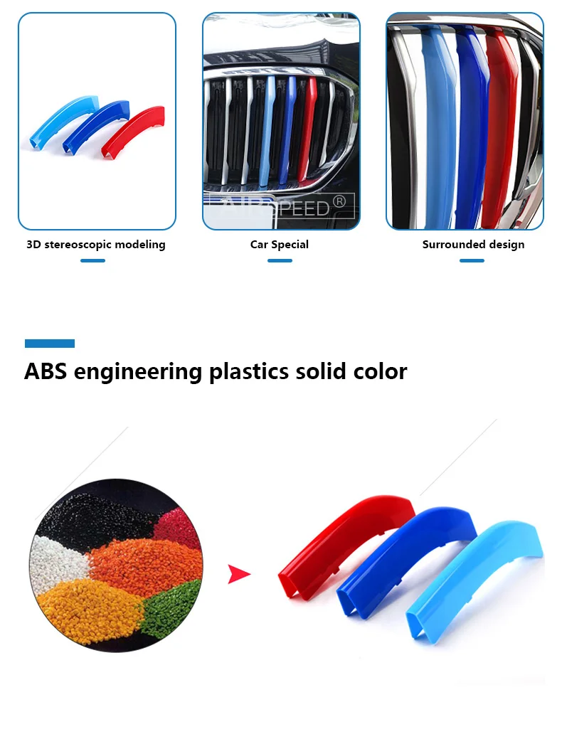Airspeed 3D M Styling for BMW X5 G05 Accessories 2019 ABS Car Front Grille Cover Trim Grill Motorsport Strip Decoration Stickers (3)