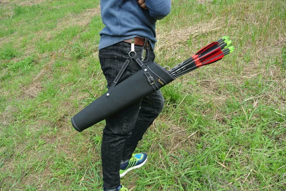 Acessório para Tiro com Arco Couro Puro Seta Quiver cm Cinto Lateral Cintura Titular Bolsa Caça 52x13 2 Couro puro seta quiver 52x13 cm cinto
