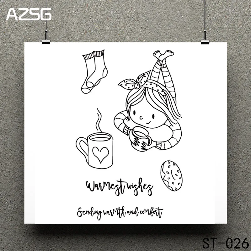 

AZSG Drinking Water Girl Transparent Clear Stamps/Seal for DIY Scrapbooking photo Album Decorative Clear Stamp Sheets