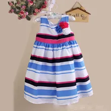 Новые модные платья для девочек красные и синие платья в полоску с принтом праздничные платья принцессы для девочек от 1 до 6 лет