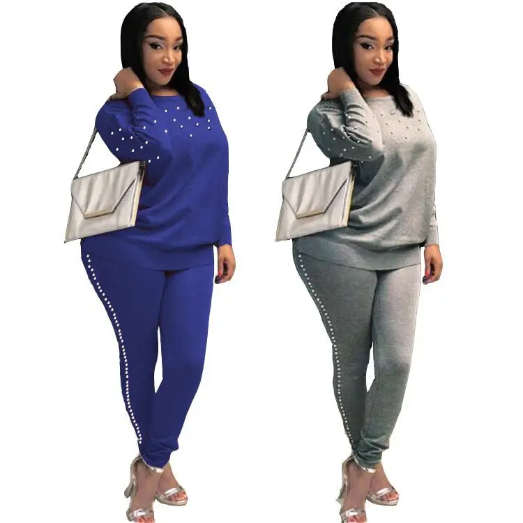 

Women's Tracksuits 2 Piece Set pearling Crop Top And Pants Fashion 2018 Autumn Casual Lady Tumblr Long Sleeve Hoodies Pants Suit