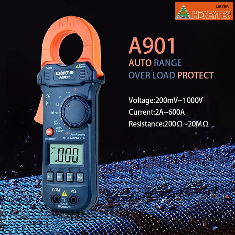 

A901 Clamp Multimeter Digital Clamp Meter DC/AC 600A Voltmeter Current Meter Resistance Capacitance Tester