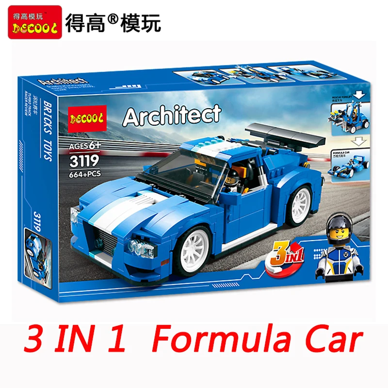 

Decool Technic Creator 3 In 1 Turbo Track Racer Resume Forklift Formula Car City Building Bricks Sets Bricks Toys Decool 2017