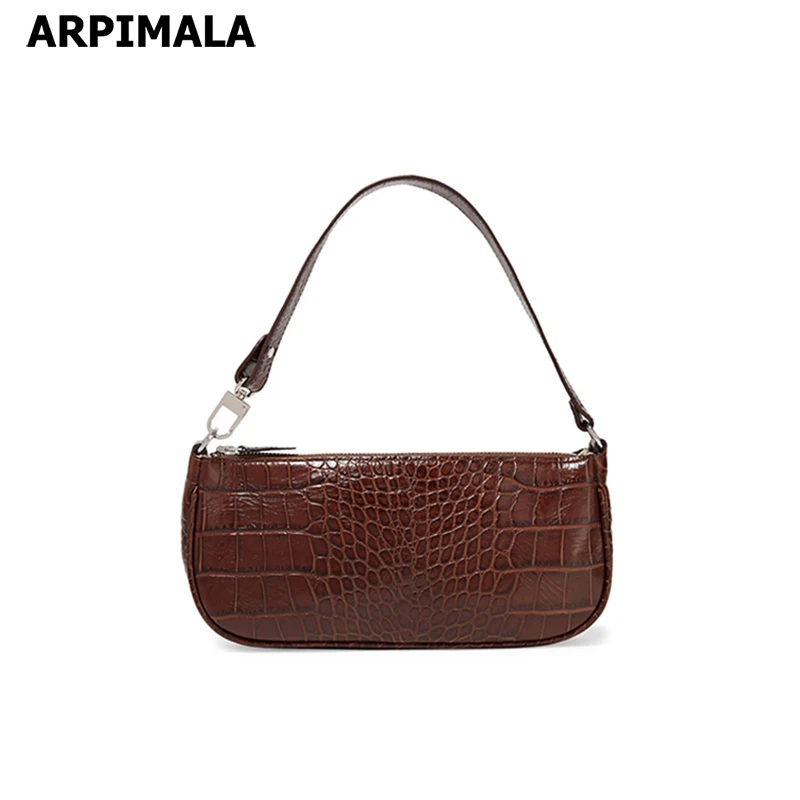 Женская сумка багет ARPIMALA Croc винтажная маленькая клатч из лакированной кожи
