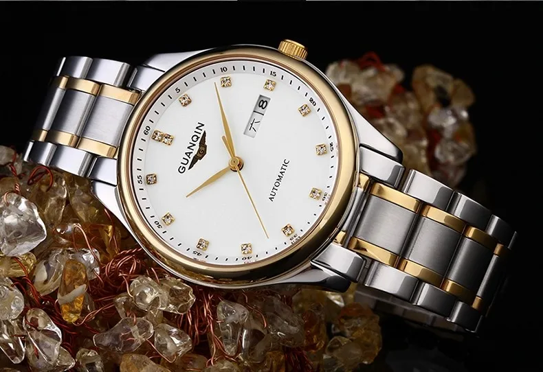 Men Watch Luxury Brand GUANQIN Mechanical Watch Waterproof Steel Double Calendar Wrist Watch 4