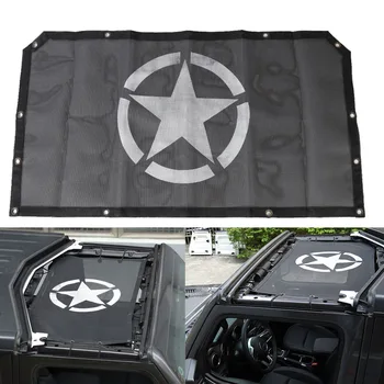 

Black flag Pentagram Sunshade Mesh Top Cover For 2008 - 2019 Jeep Wrangler JL 2 Doors