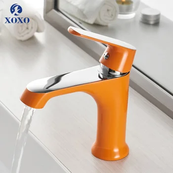

XOXO Fashion Style Basin Faucet Cold and Hot Water Taps Bronze Green Orange White Single Hole Bathroom Mixer Faucet 20025