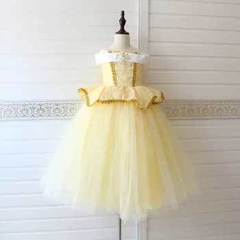 

Kids Girls Wedding Flower Girl Dress Princess Party Pageant Formal Dress Beauty and the Beast Belle Princess Costume