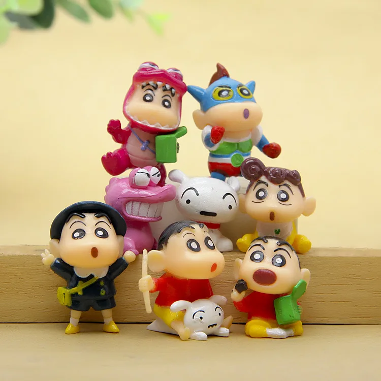 8pcs/set 3-4cm PVC Crayon Shinchan Figure Toy, Cute Crayon Shin Chan Action Figure Models Cartoon Anime Kid Toys gifts