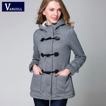 

2018 New Fashion Warm Winter Coat Women Thick Plus Size Hooded Jacket Female Femme Hooded Collar Zipper Horn Button Outerwear