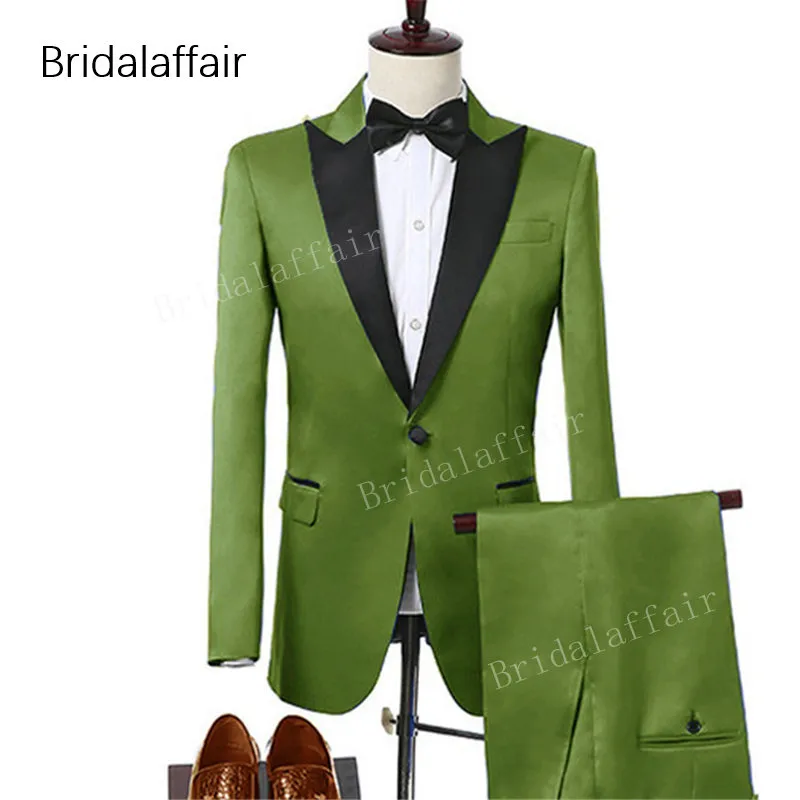 KUSON Italian Mens Suits Light Green Wedding Tuxedos Groom Tuxedos Men