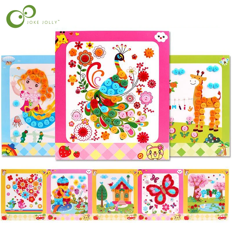 

2PCS Kids DIY Button Stickers Drawing Toy Handmade School Art Class Painting Drawing Craft Kit Children Educational Toy GYH