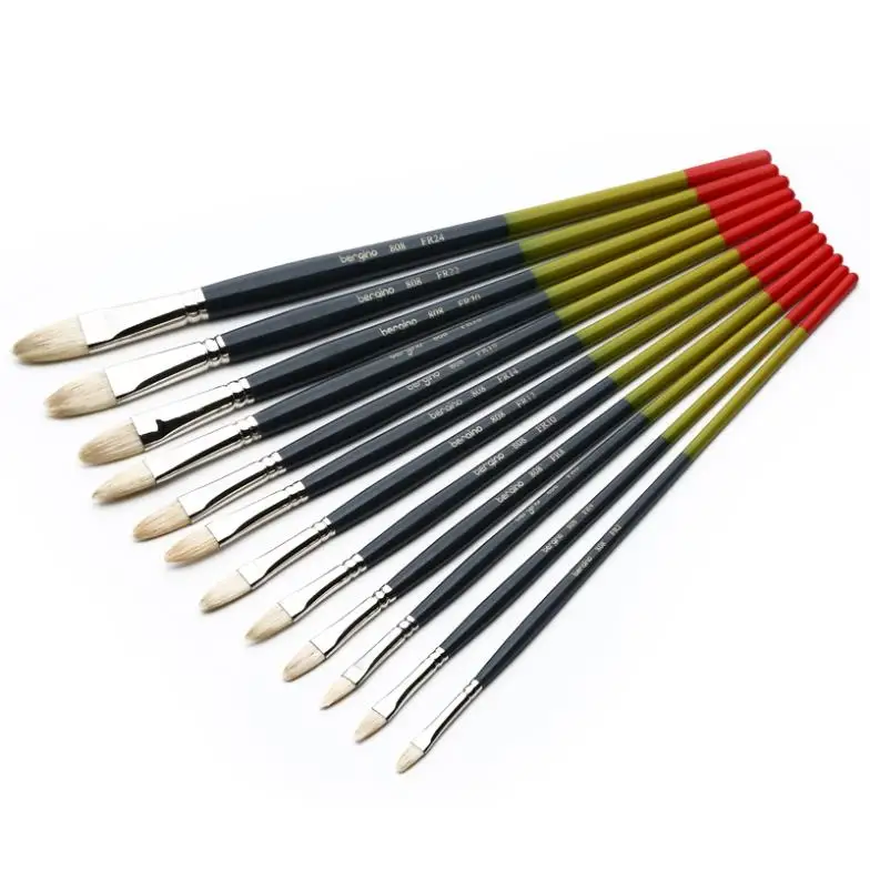 Fine quality filbert head nylon artist brush set, colorful handle