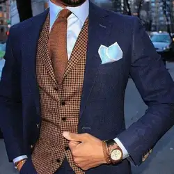 2019 Airtailors коричневый Хаундстут твидовый жилет мужской костюм приталенная жилетка жениха одежда жилет или для мужчин платье вязаные жилеты